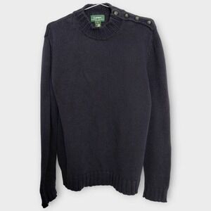 Lauren Ralph Lauren Womens Sweater Sz Large Navy‎ Cotton Nautical Coastal Preppy